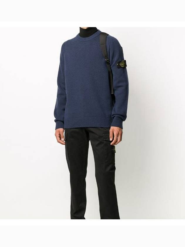 Wappen Patch Round Neck Knit Top Navy - STONE ISLAND - BALAAN 7