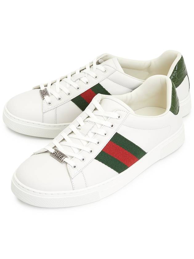 Ace Web Leather Low Top Sneakers White - GUCCI - BALAAN 2