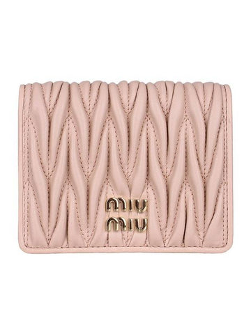 Matelasse Leather Half Wallet Light Pink - MIU MIU - BALAAN 1