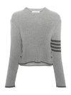 4 Bar Stripe Cable Knit Top Grey - THOM BROWNE - BALAAN 3