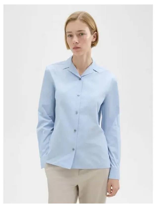 Women s Slick Micro Stripe Striped Camp Shirt Blouse Southern Light Blue Multi Domestic Product GM0024030544012 - THEORY - BALAAN 1