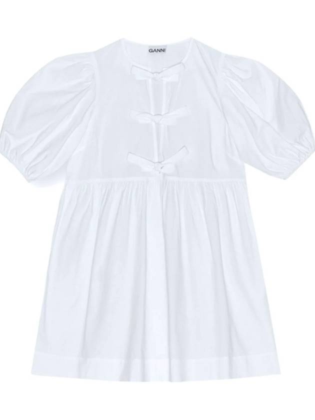 String Cotton Poplin Short Dress Bright White - GANNI - BALAAN 2