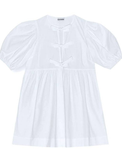 String Cotton Poplin Short Dress Bright White - GANNI - BALAAN 2