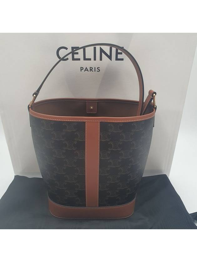 Triomphe Small Canvas Bucket Bag Tan - CELINE - BALAAN 4