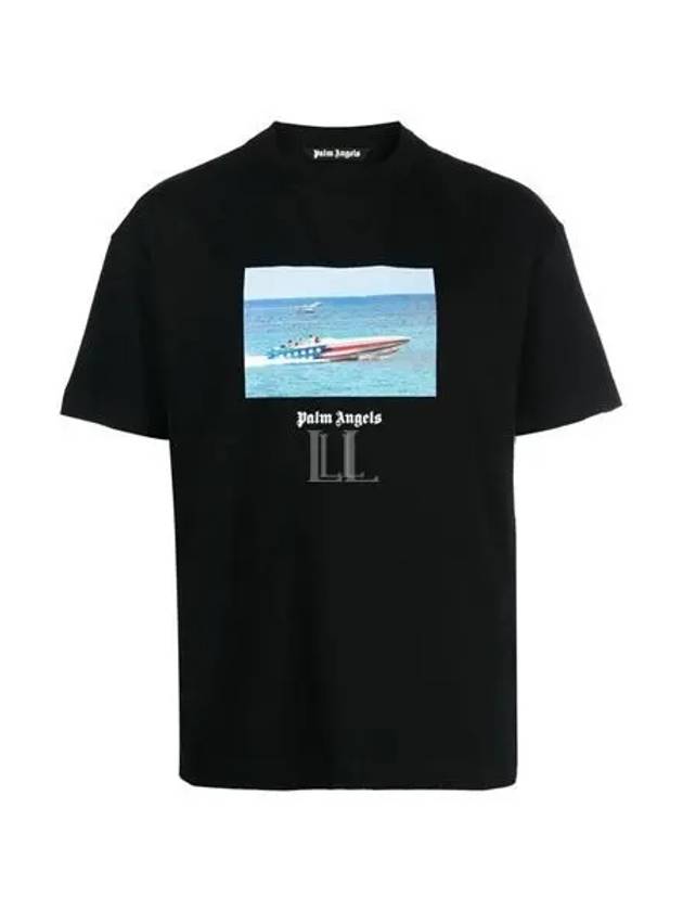 Getty Speedboat Classic Short Sleeve T-Shirt Black - PALM ANGELS - BALAAN 2