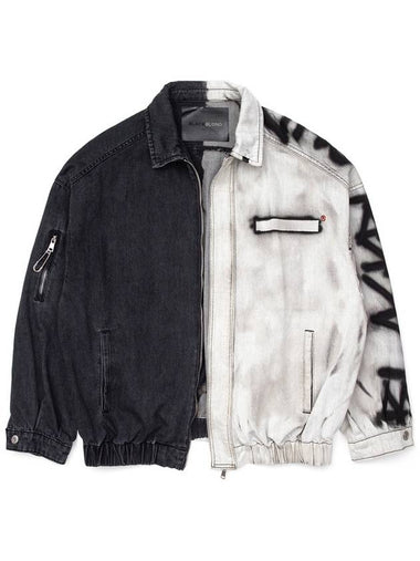 BBD Division Empty Logo Zip Up Denim Jacket Black - BLACKBLOND - BALAAN 1