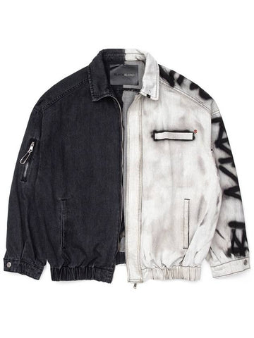 Division Empty Logo Zip-Up Denim Jacket Black - BLACKBLOND - BALAAN 1