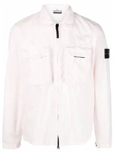 Front Pocket Wappen Patch Overshirt Zip-Up Jacket Light Pink - STONE ISLAND - BALAAN 1