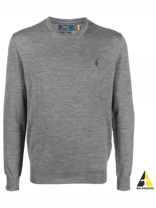 Logo Crew Neck Wool Knit Top Grey - POLO RALPH LAUREN - BALAAN 2