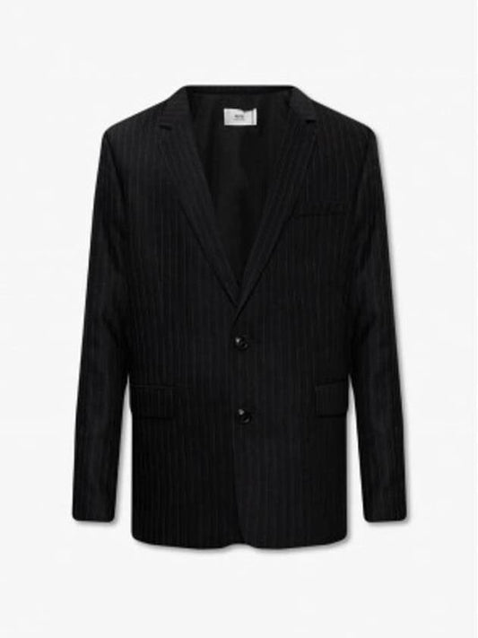 Men's Two Button Virgin Wool Blazer Jacket Black - AMI - BALAAN 2