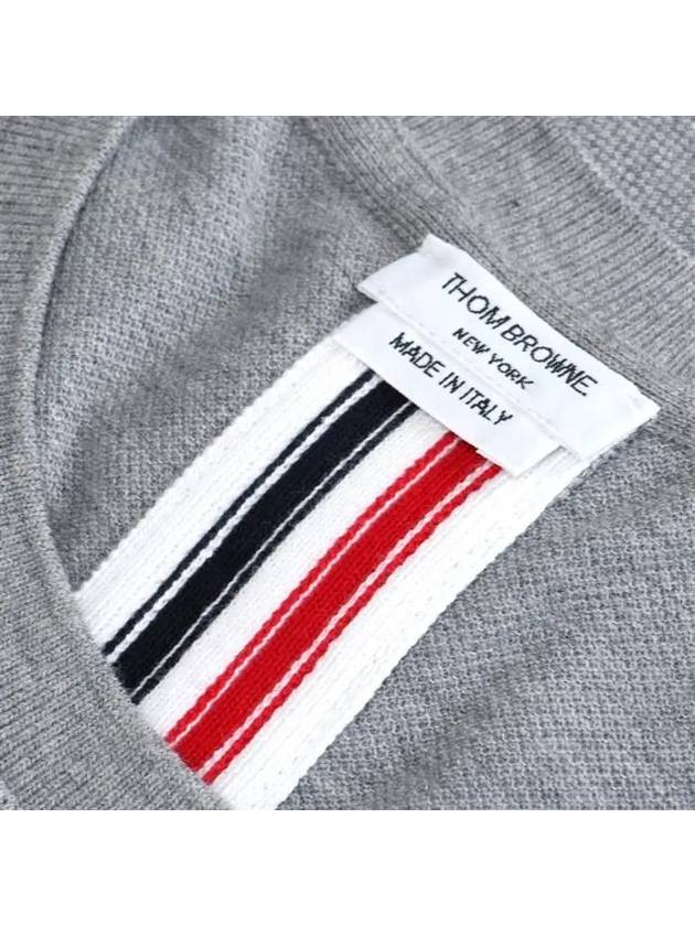 Men's Center Back Striped Short Sleeve T-Shirt Light Grey - THOM BROWNE - BALAAN 5