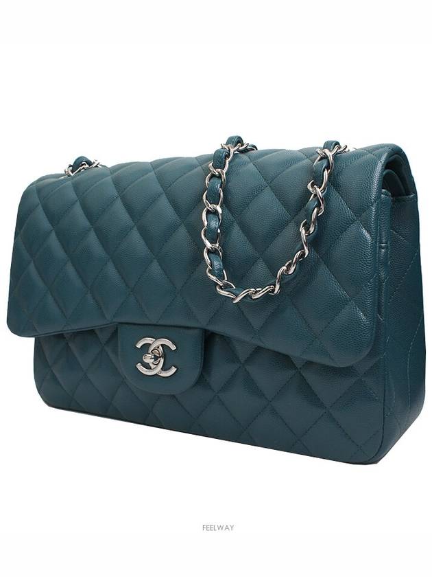 Classic Jumbo Caviar Malachite Green Silver Shoulder Bag No 26 - CHANEL - BALAAN 2