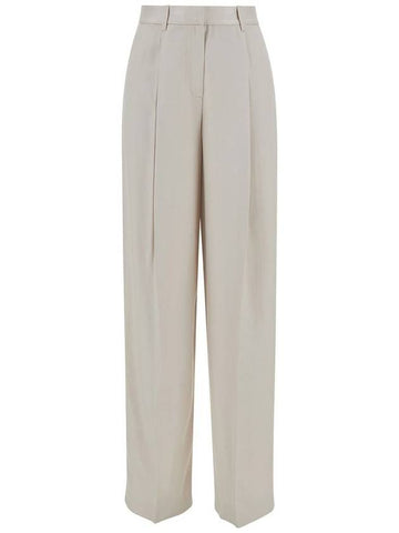 White Pants With Pinces Detail At The Front In Viscose Woman - THEORY - BALAAN 1