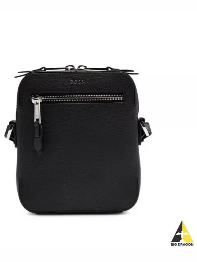 Lettering Logo Leather Messenger Bag Black - HUGO BOSS - BALAAN 2