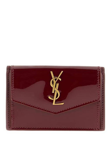 Uptown Flap Patent Leather Half Wallet Red - SAINT LAURENT - BALAAN 1