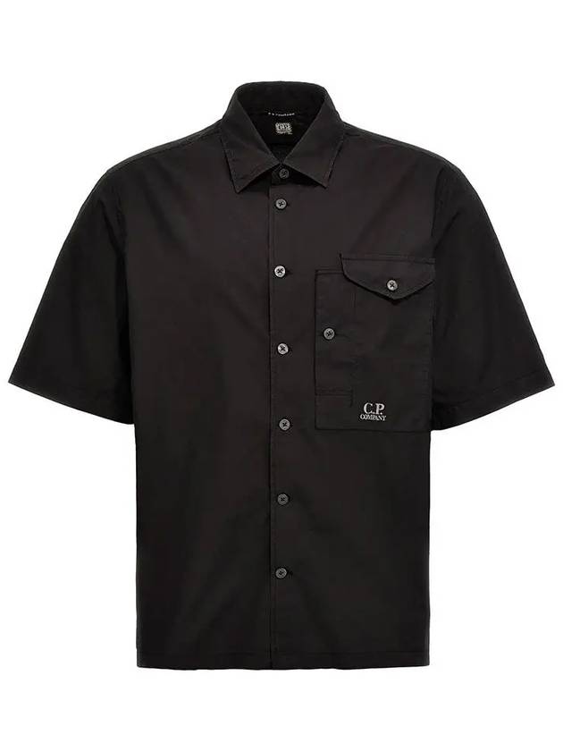 Cotton Popeline Short Sleeve Shirt Black - CP COMPANY - BALAAN 2