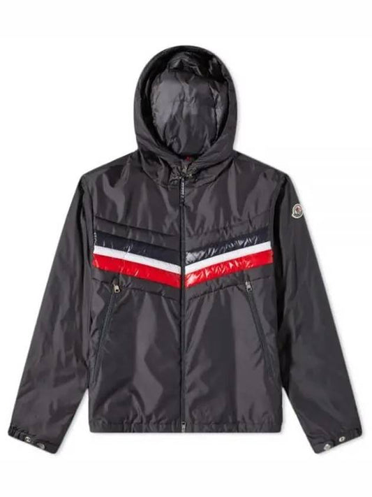 TINIAN arm logo patch three stripe point hood light down jacket charcoal men 233408 - MONCLER - BALAAN 1