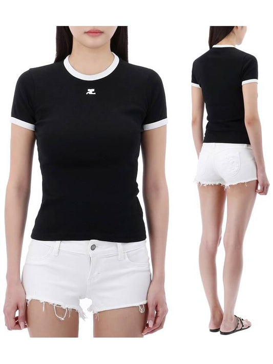 Bumpy Contrast Re-Edition Short Sleeve T-Shirt Black - COURREGES - BALAAN 2