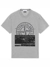 21SS 74152NS65 V0M64 Logo Painting Printing Short Sleeve T-Shirt Gray Men's T-Shirt TJ - STONE ISLAND - BALAAN 1