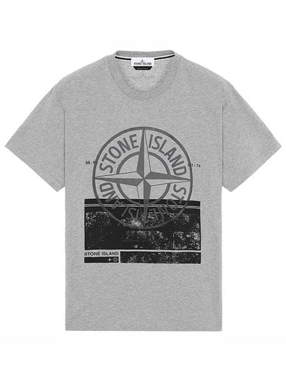 Block Logo Printing Short Sleeve T-Shirt Grey - STONE ISLAND - BALAAN 2