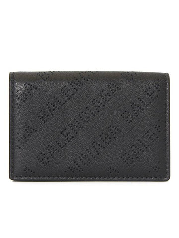 logo perforated mini wallet black - BALENCIAGA - BALAAN.