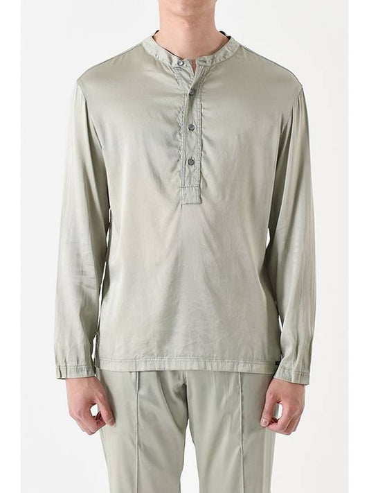 Henley Silk-Blend Long Sleeve T-Shirt Grey - TOM FORD - BALAAN 2