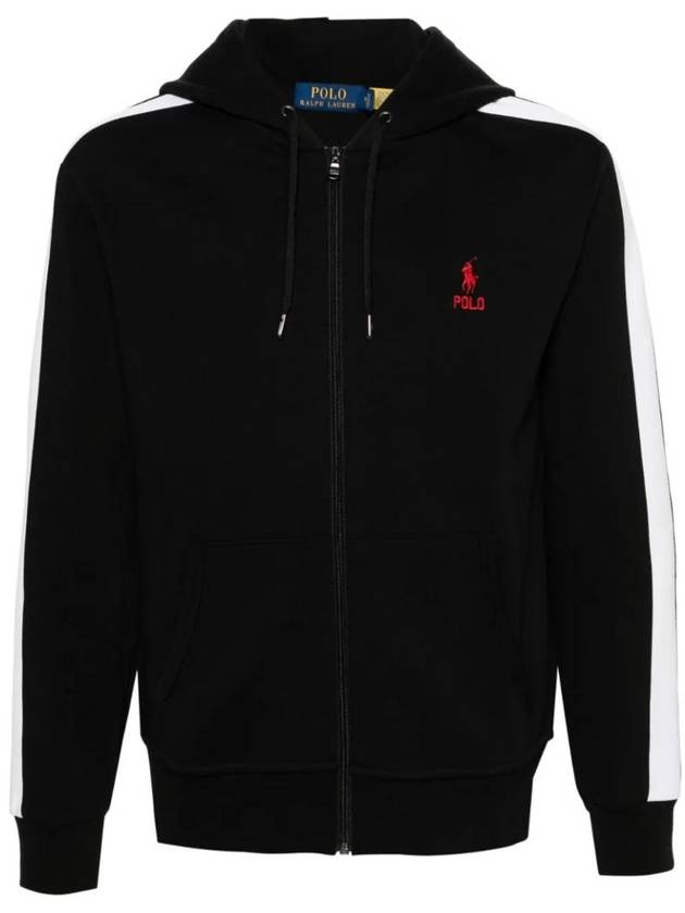 Stripe Detail Hooded Zip-Up Jacket Black - POLO RALPH LAUREN - BALAAN 1