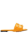 Women's Lido Leather Slippers Orange - BOTTEGA VENETA - BALAAN 2