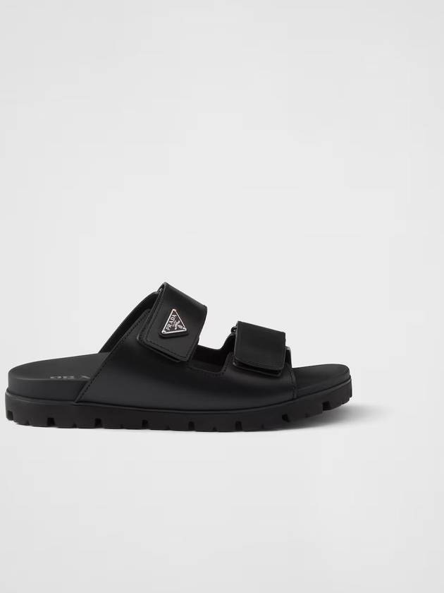Strap Leather Sandals Black - PRADA - BALAAN 5