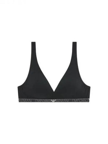 UNDERWEAR Women's Glitter Logo Band Bralette Bra Black 271947 - EMPORIO ARMANI - BALAAN 1