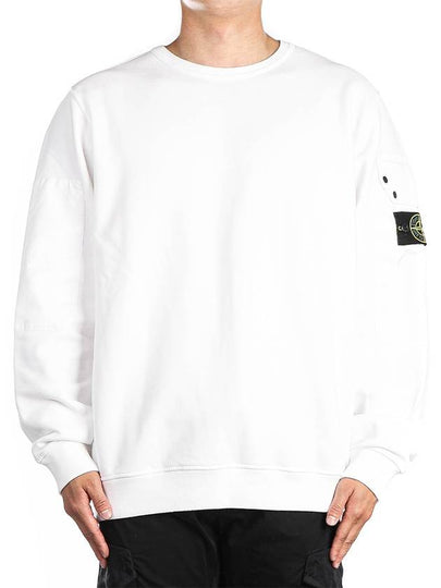 Brushed Organic Cotton Fleece Sweatshirt White - STONE ISLAND - BALAAN 2