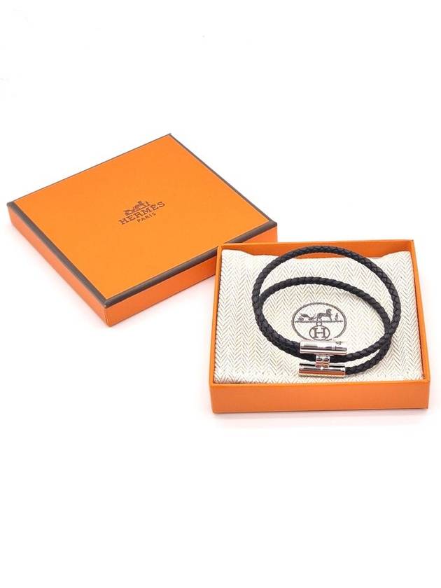 Tunis Tresse Palladium Bracelet Noir - HERMES - BALAAN 6