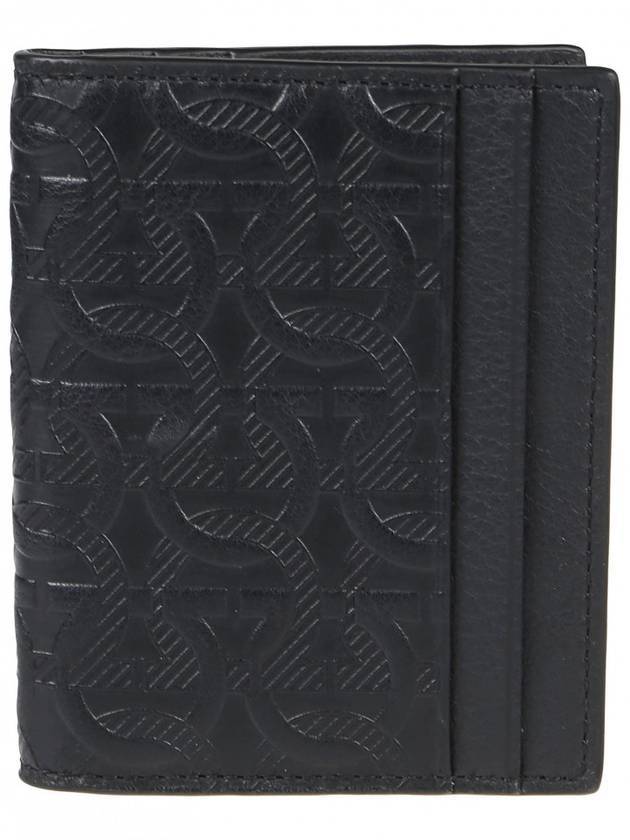 Travel Embossed Card Wallet Black - SALVATORE FERRAGAMO - BALAAN 1