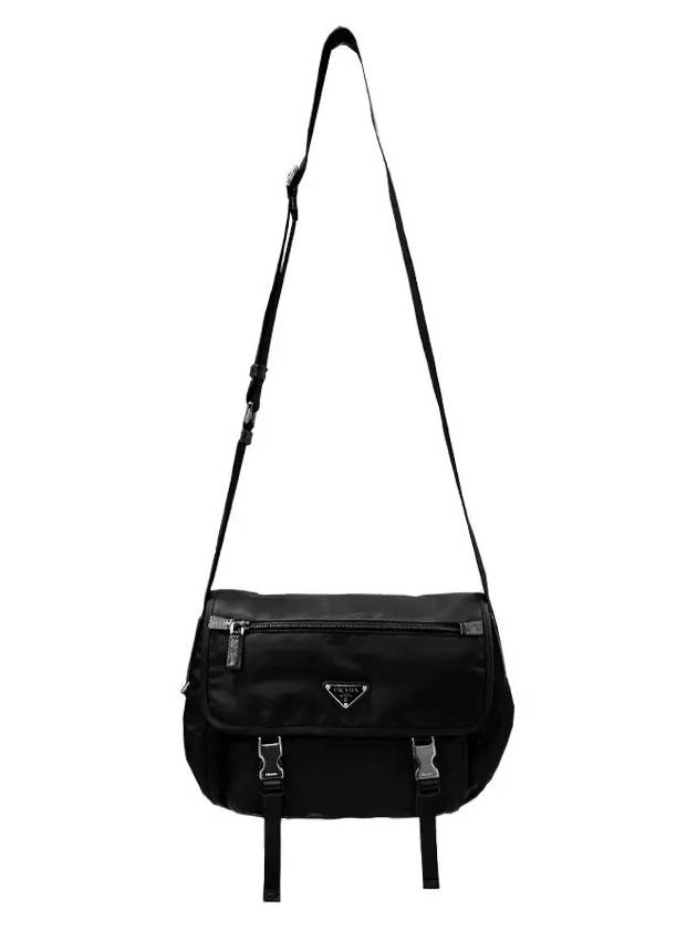 Triangular Logo Tessuto Messenger Bag Black - PRADA - BALAAN 3