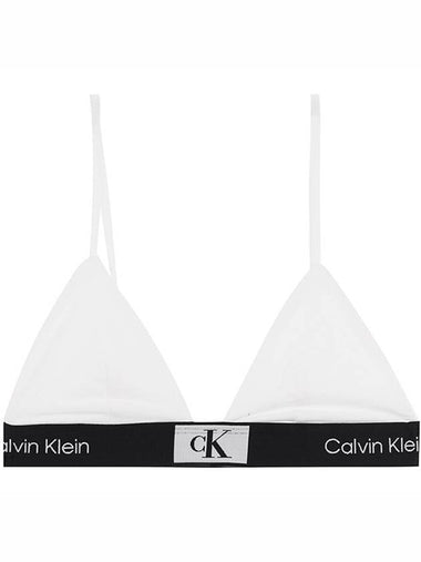 Unlined Triangle Logo Print Cotton Bra White - CALVIN KLEIN - BALAAN 1