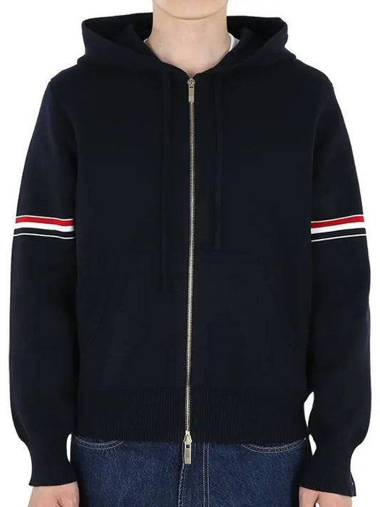 Cotton Milano Armband Zip Up Hoodie Navy - THOM BROWNE - BALAAN 2