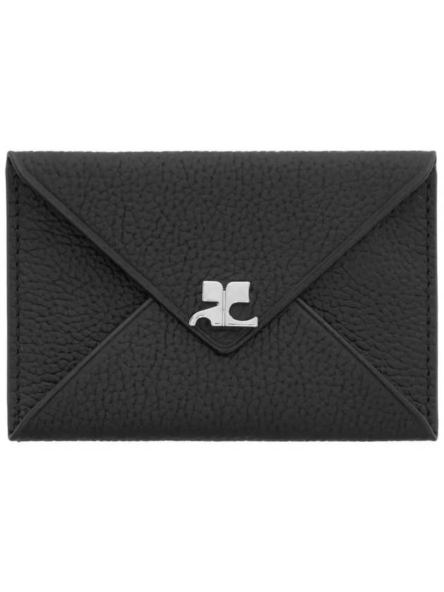 Logo Envelope Leather Card Holder Black - COURREGES - BALAAN 3