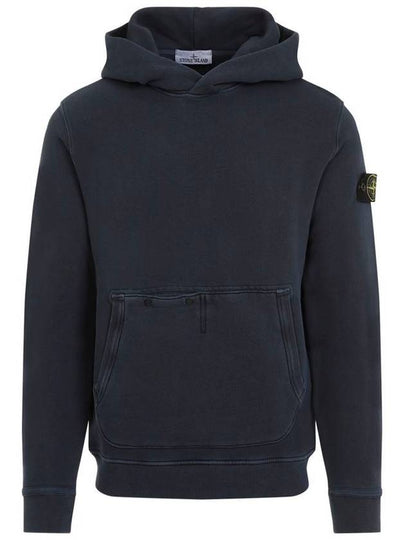 Old Effect Cotton Diagonal Fleece Hoodie Navy - STONE ISLAND - BALAAN 2