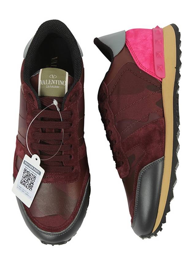 Rockstud Camouflage Low Top Sneakers Burgundy - VALENTINO - BALAAN 2