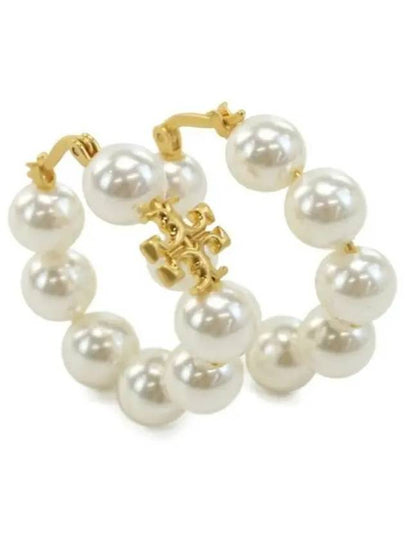 Women's Kira Hoop Logo Pearl Earrings White - TORY BURCH - BALAAN 2