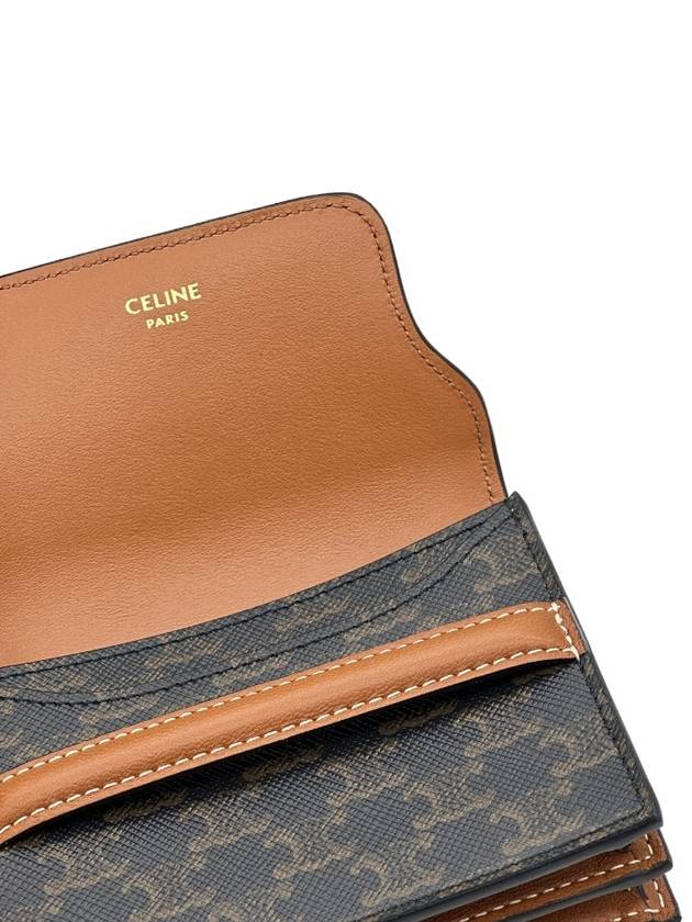 Triomphe Canvas Strap Business Card Half Wallet Tan - CELINE - BALAAN 7