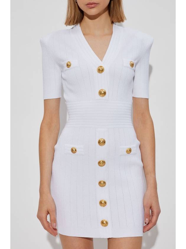 Balmain Dress With Decorative Buttons, Women's, White - BALMAIN - BALAAN 3