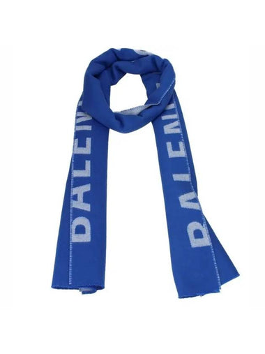 Logo Wool Muffler Blue - BALENCIAGA - BALAAN 1