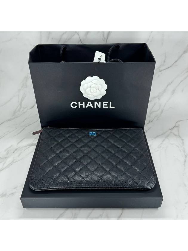 Classic New Medium Clutch Bag Caviar Silver A82545 - CHANEL - BALAAN 1