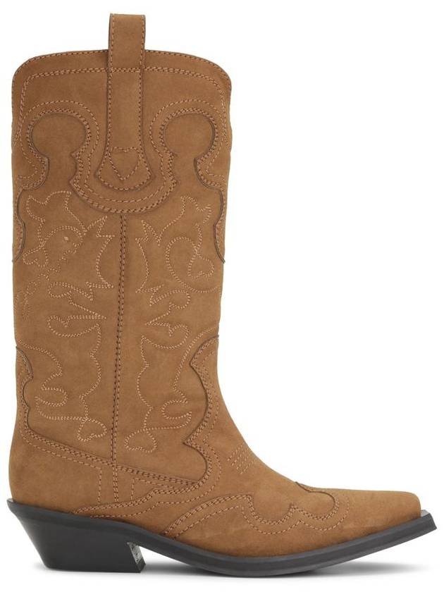 Shaft Embroidered Mid Boots Brown - GANNI - BALAAN 2