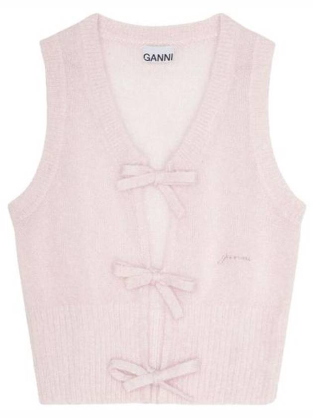 Tie String Light Mohair Vest Pink - GANNI - BALAAN 1