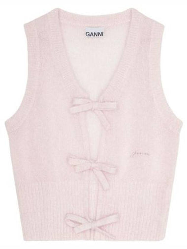 Tie String Light Mohair Vest Pink - GANNI - BALAAN 1