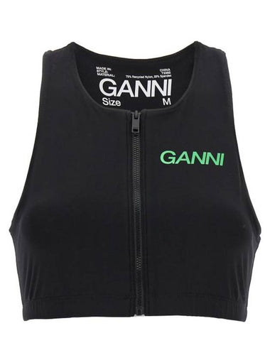 Active Racerback Zipper Sleeveless Black - GANNI - BALAAN 1