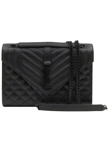 Laurent Envelope Flap Black Medium Shoulder Bag - SAINT LAURENT - BALAAN 1