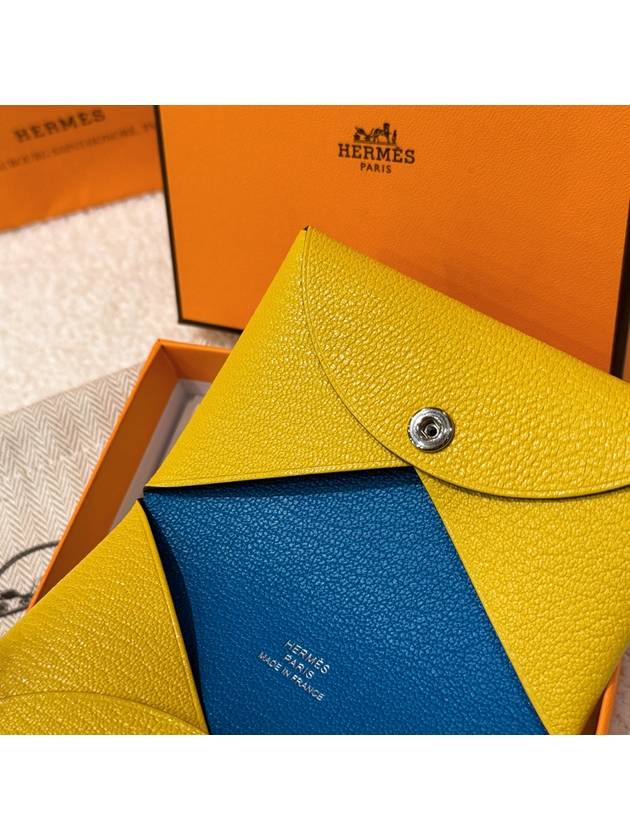 Card Holder Goatskin Palladium Calvi Verso Sun Blue - HERMES - BALAAN 5